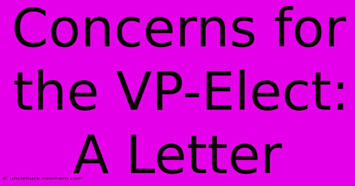 Concerns For The VP-Elect: A Letter