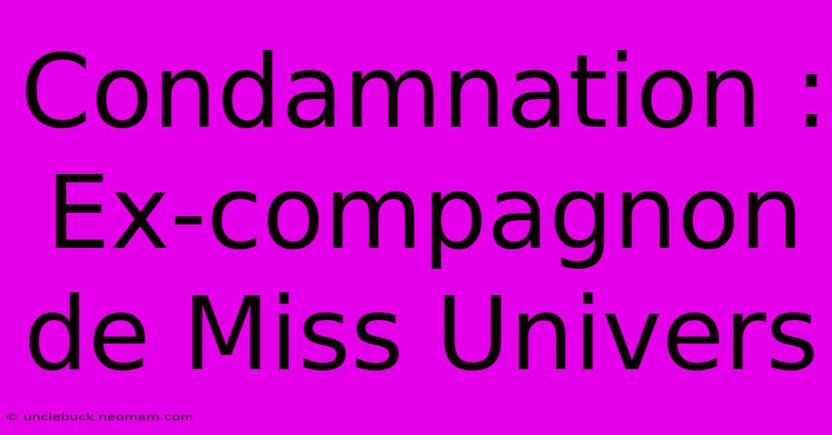 Condamnation : Ex-compagnon De Miss Univers