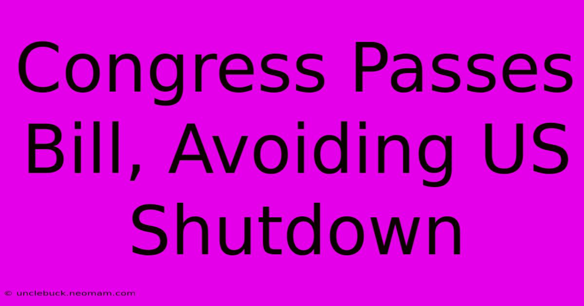 Congress Passes Bill, Avoiding US Shutdown