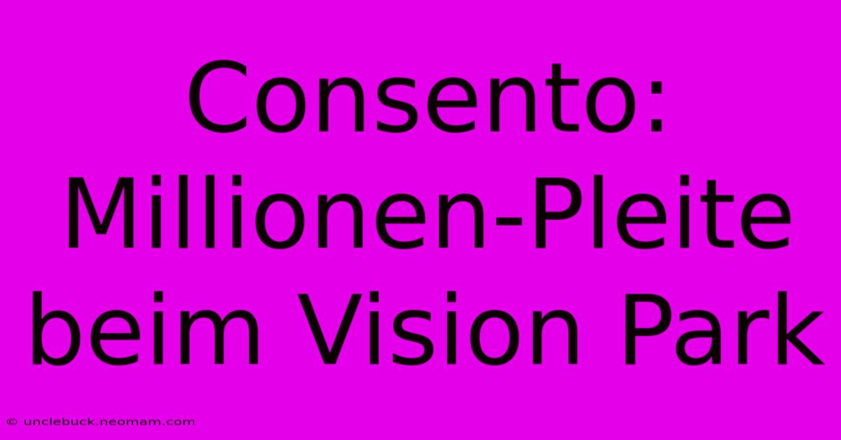 Consento: Millionen-Pleite Beim Vision Park 