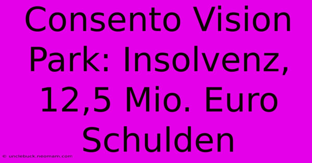 Consento Vision Park: Insolvenz, 12,5 Mio. Euro Schulden 