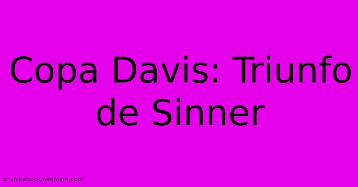 Copa Davis: Triunfo De Sinner