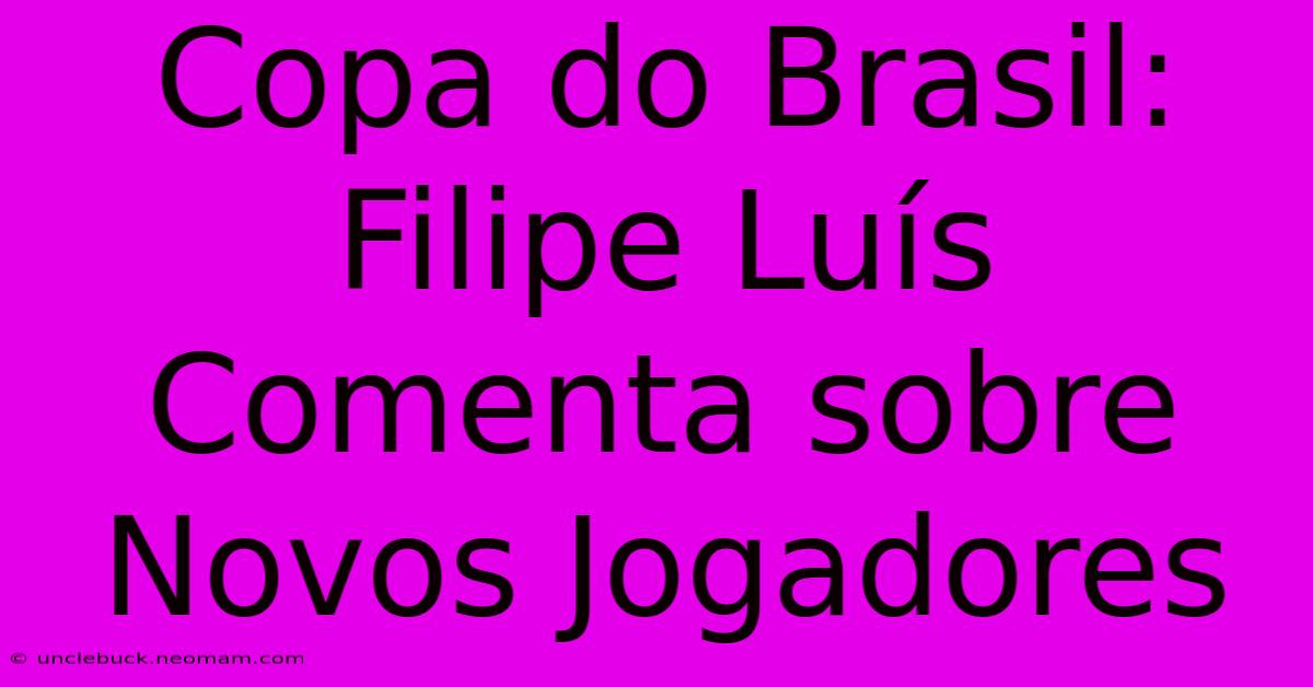 Copa Do Brasil: Filipe Luís Comenta Sobre Novos Jogadores