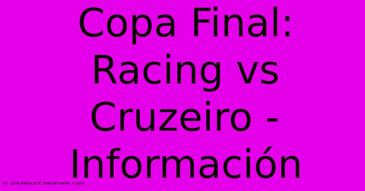 Copa Final: Racing Vs Cruzeiro - Información 