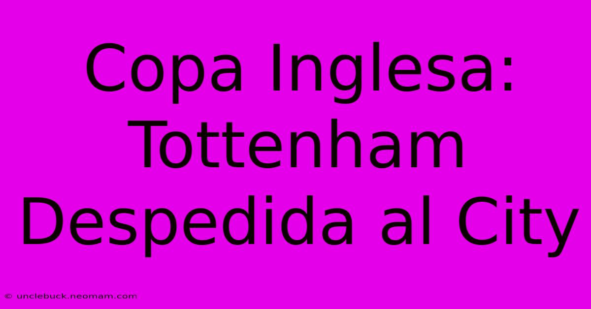 Copa Inglesa: Tottenham Despedida Al City