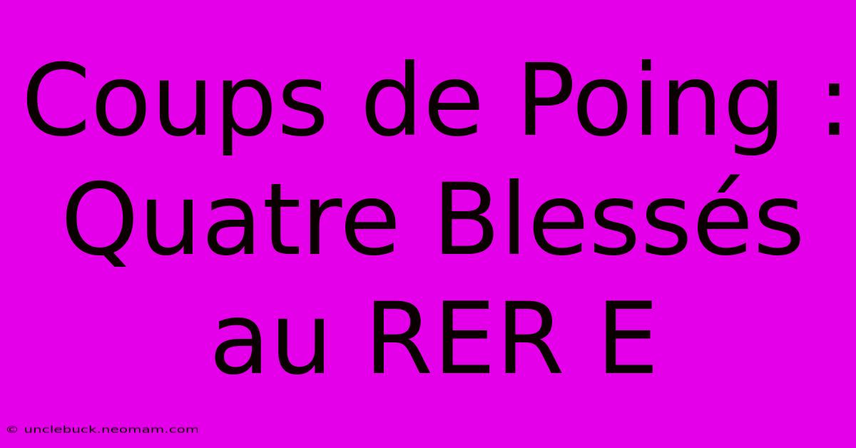 Coups De Poing : Quatre Blessés Au RER E