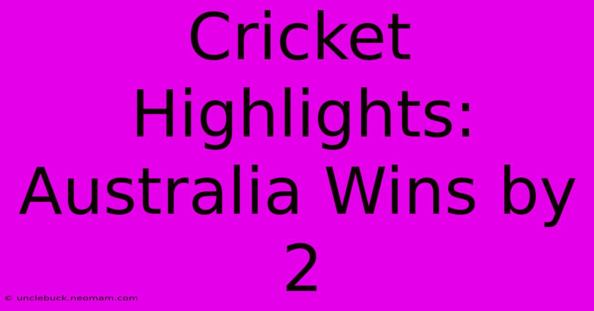 Cricket Highlights: Australia Wins By 2