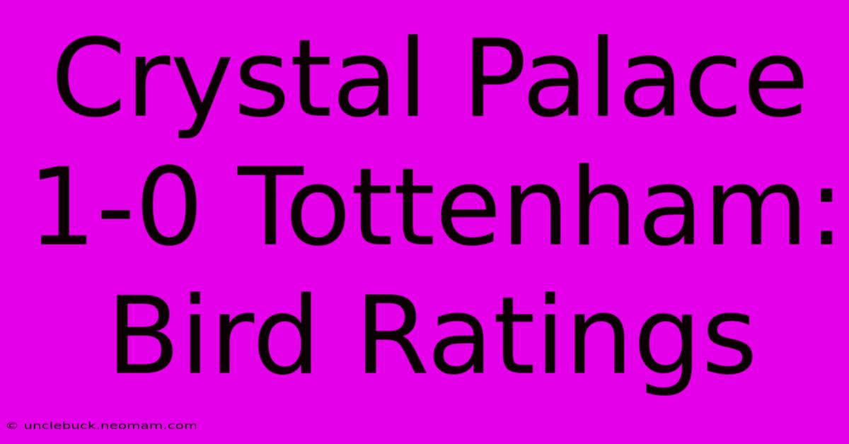 Crystal Palace 1-0 Tottenham: Bird Ratings