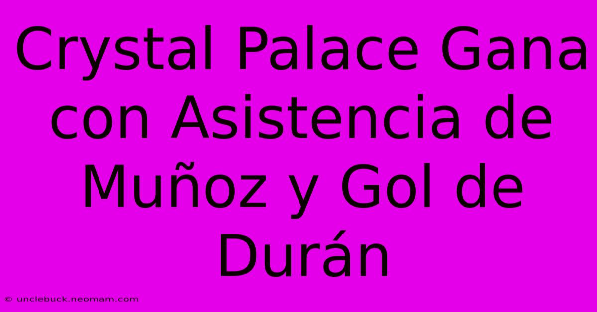 Crystal Palace Gana Con Asistencia De Muñoz Y Gol De Durán