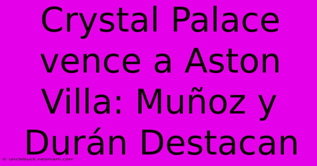 Crystal Palace Vence A Aston Villa: Muñoz Y Durán Destacan 