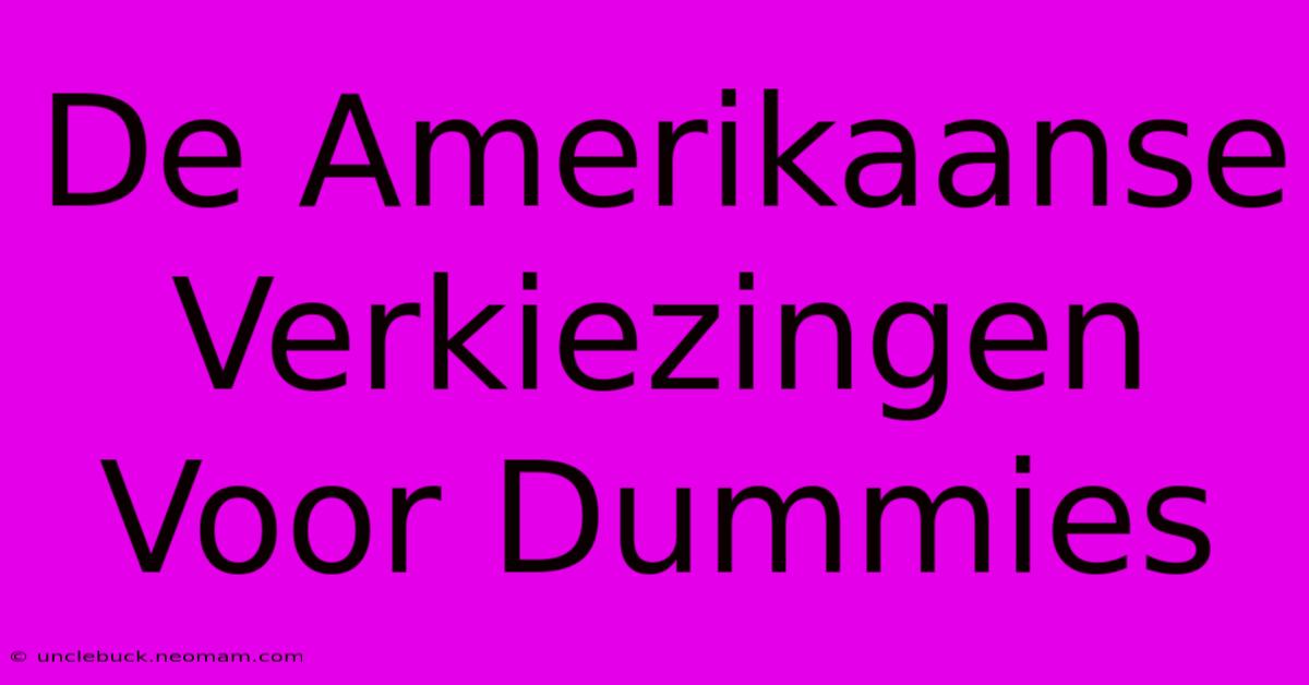 De Amerikaanse Verkiezingen Voor Dummies