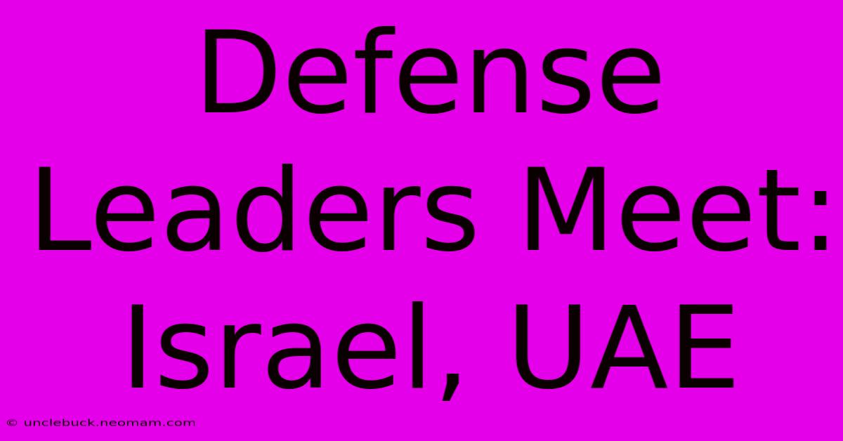 Defense Leaders Meet: Israel, UAE