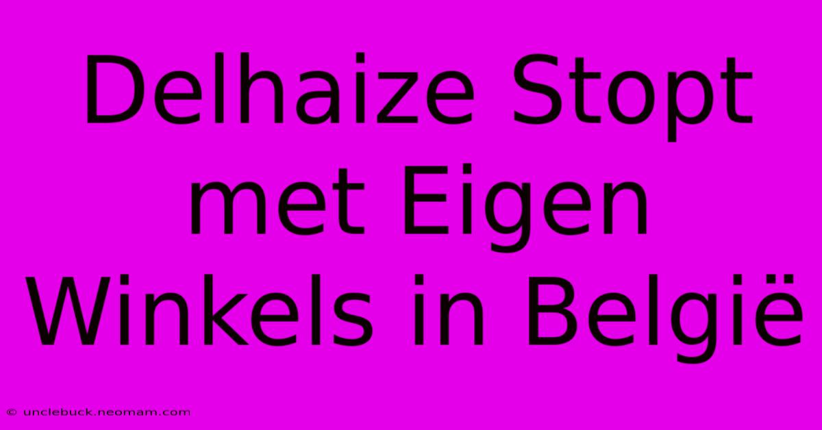 Delhaize Stopt Met Eigen Winkels In België