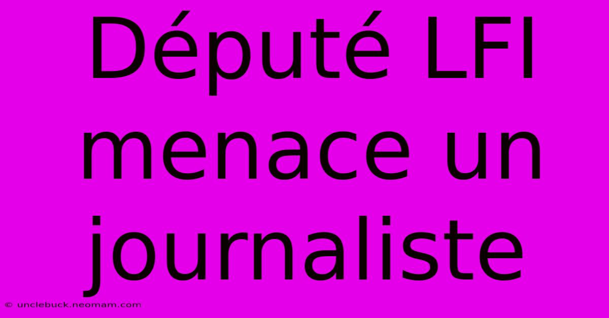 Député LFI Menace Un Journaliste 