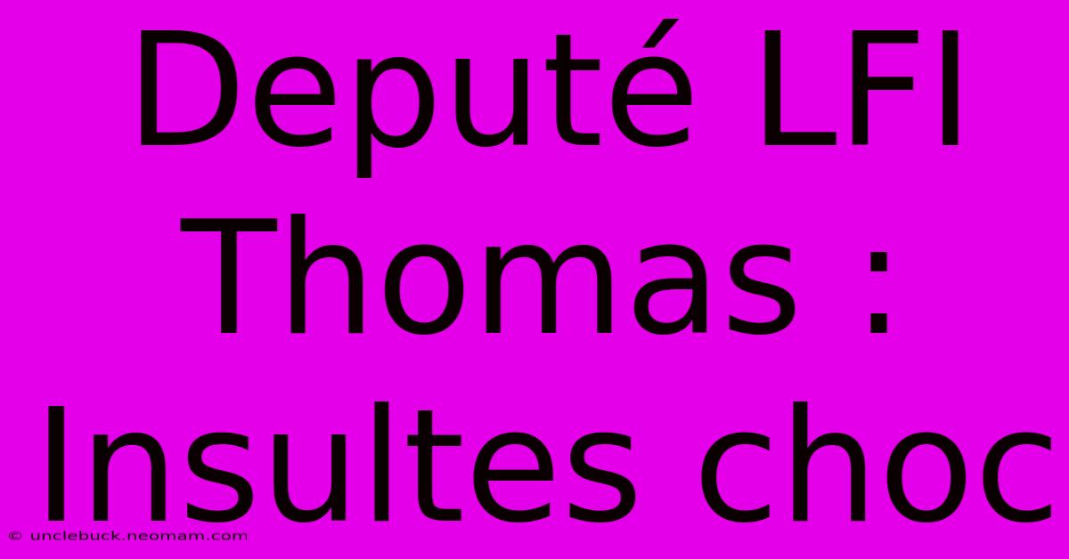 Deputé LFI Thomas : Insultes Choc