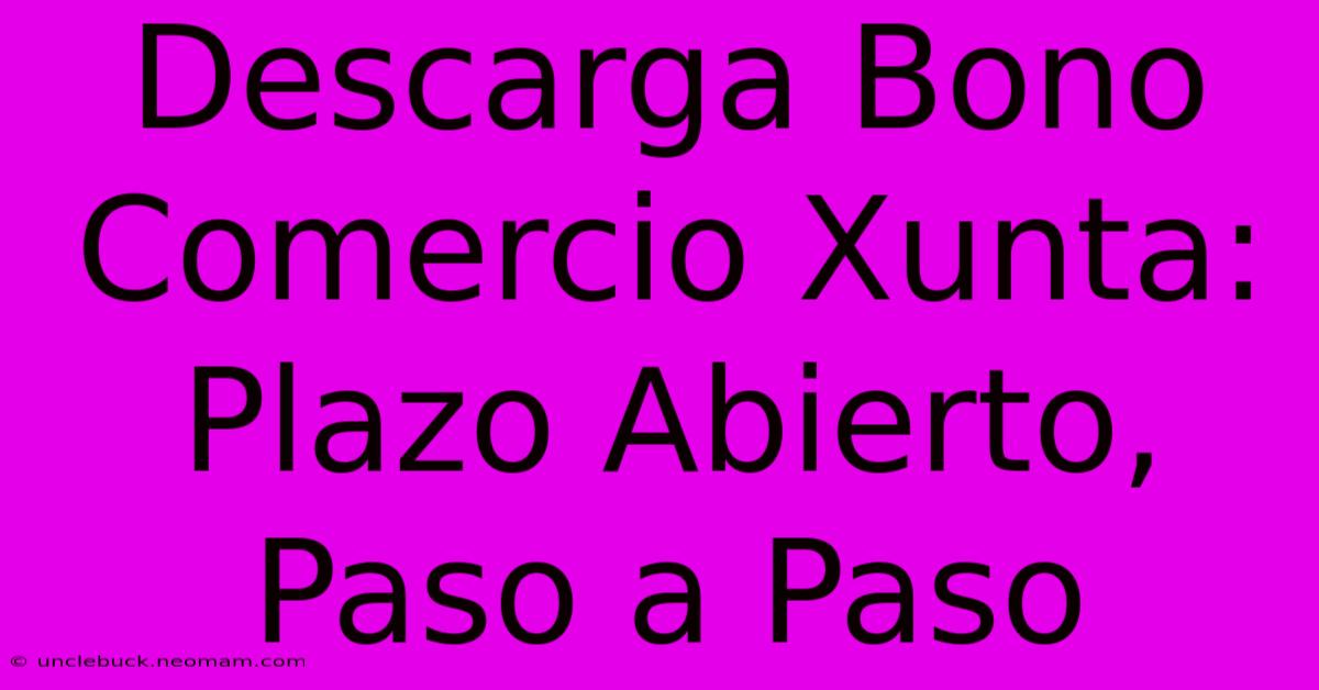 Descarga Bono Comercio Xunta: Plazo Abierto, Paso A Paso 