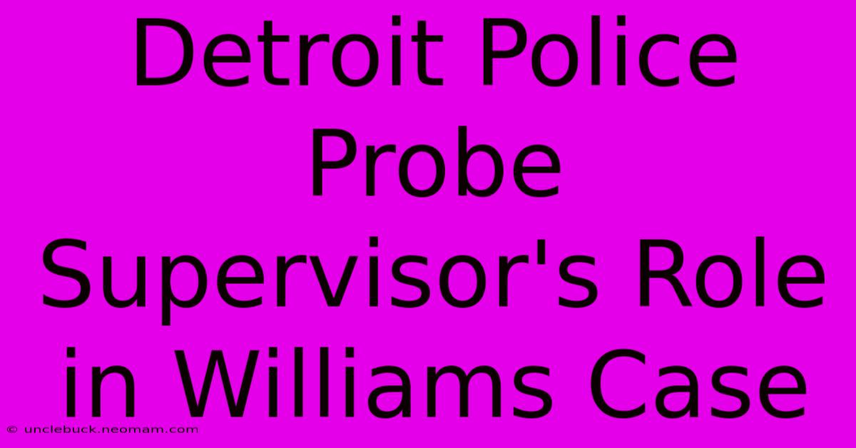 Detroit Police Probe Supervisor's Role In Williams Case