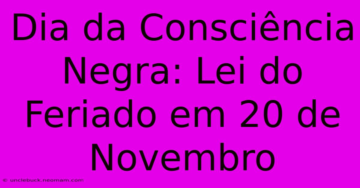 Dia Da Consciência Negra: Lei Do Feriado Em 20 De Novembro 