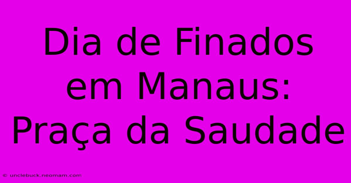 Dia De Finados Em Manaus: Praça Da Saudade 