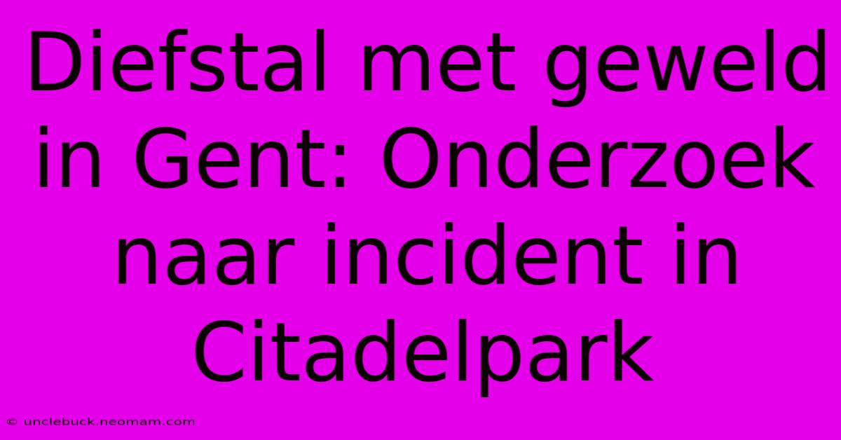 Diefstal Met Geweld In Gent: Onderzoek Naar Incident In Citadelpark 