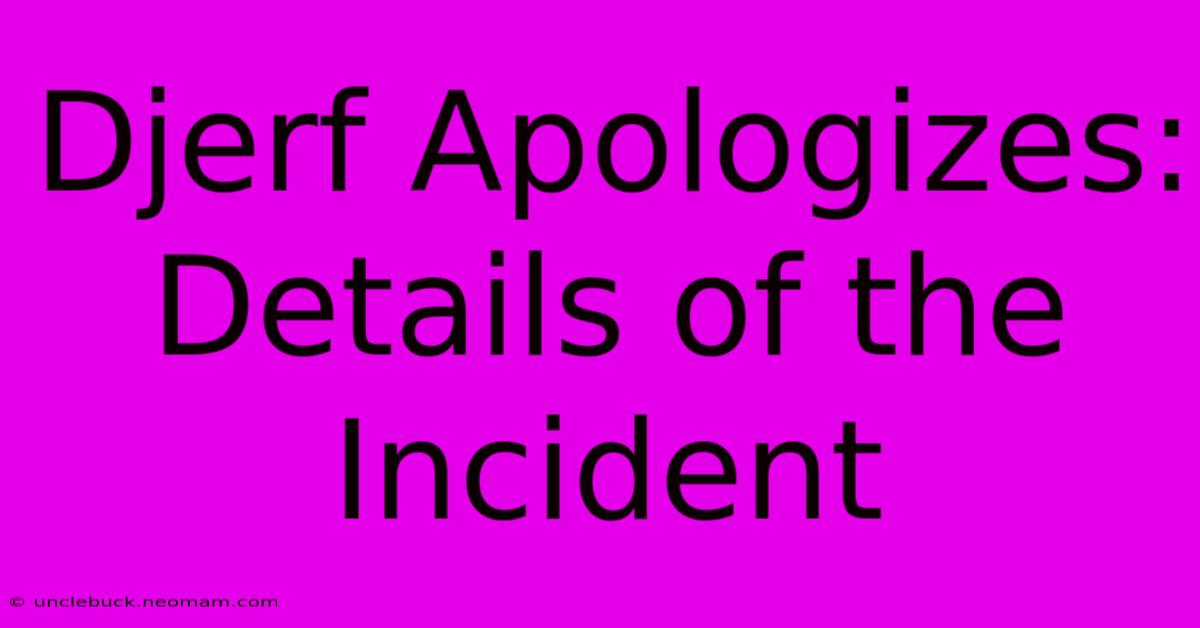 Djerf Apologizes: Details Of The Incident