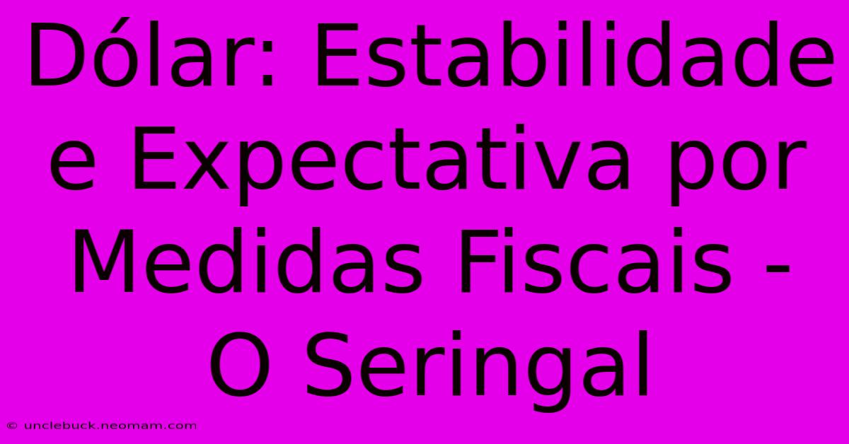 Dólar: Estabilidade E Expectativa Por Medidas Fiscais - O Seringal