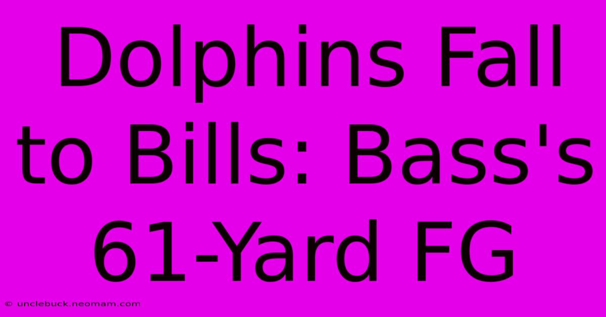 Dolphins Fall To Bills: Bass's 61-Yard FG 