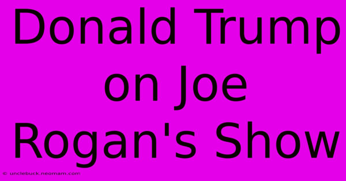 Donald Trump On Joe Rogan's Show