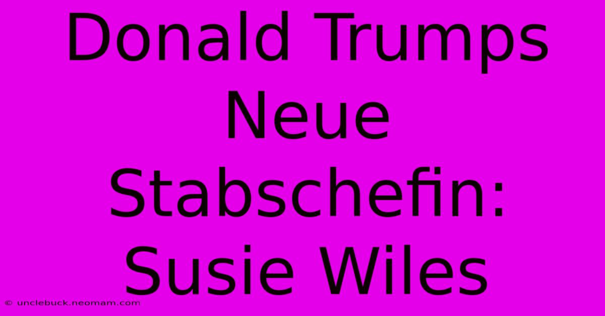 Donald Trumps Neue Stabschefin: Susie Wiles 