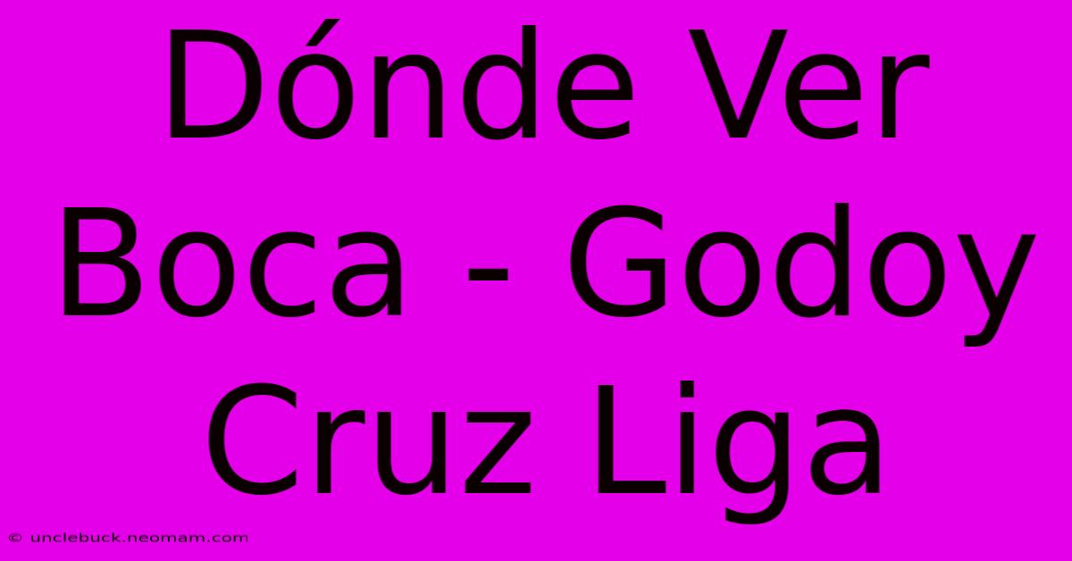 Dónde Ver Boca - Godoy Cruz Liga