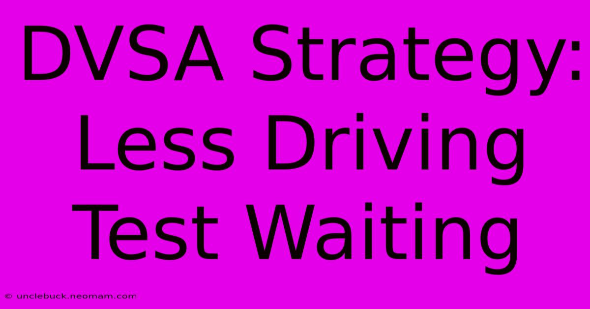 DVSA Strategy: Less Driving Test Waiting