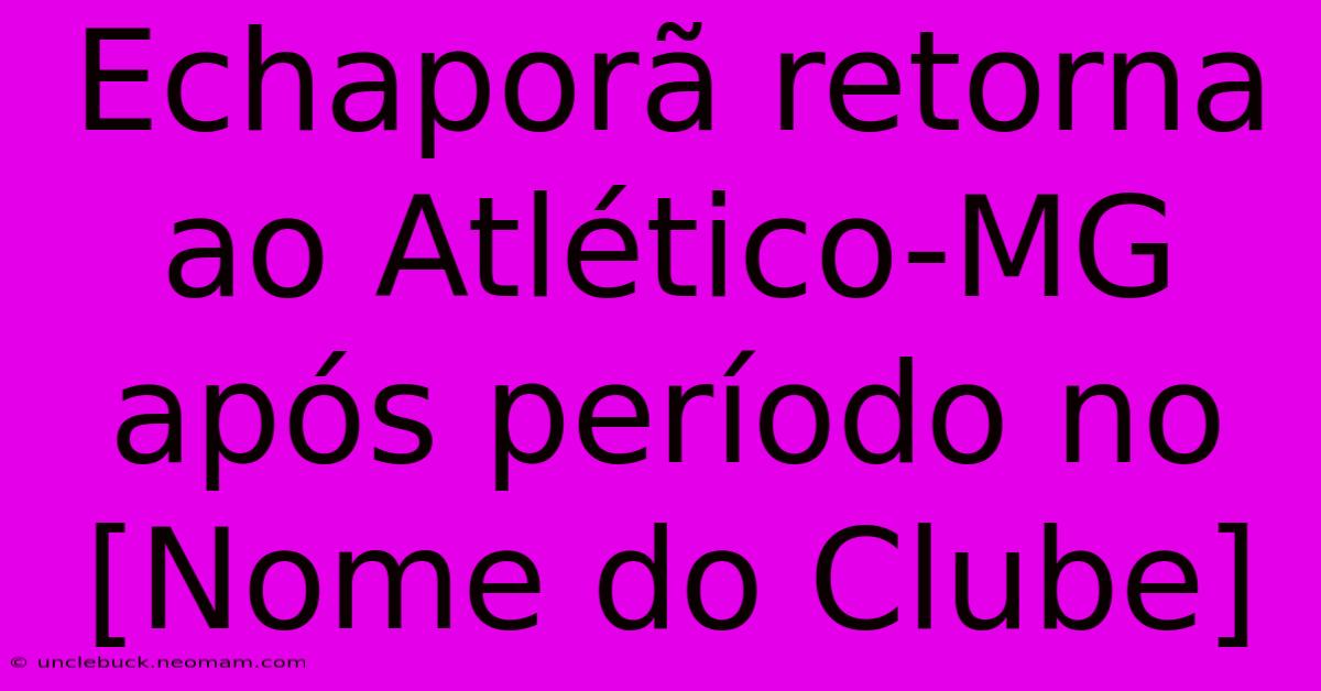 Echaporã Retorna Ao Atlético-MG Após Período No [Nome Do Clube]