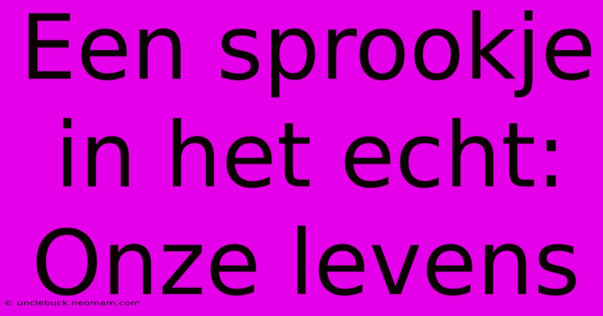 Een Sprookje In Het Echt: Onze Levens