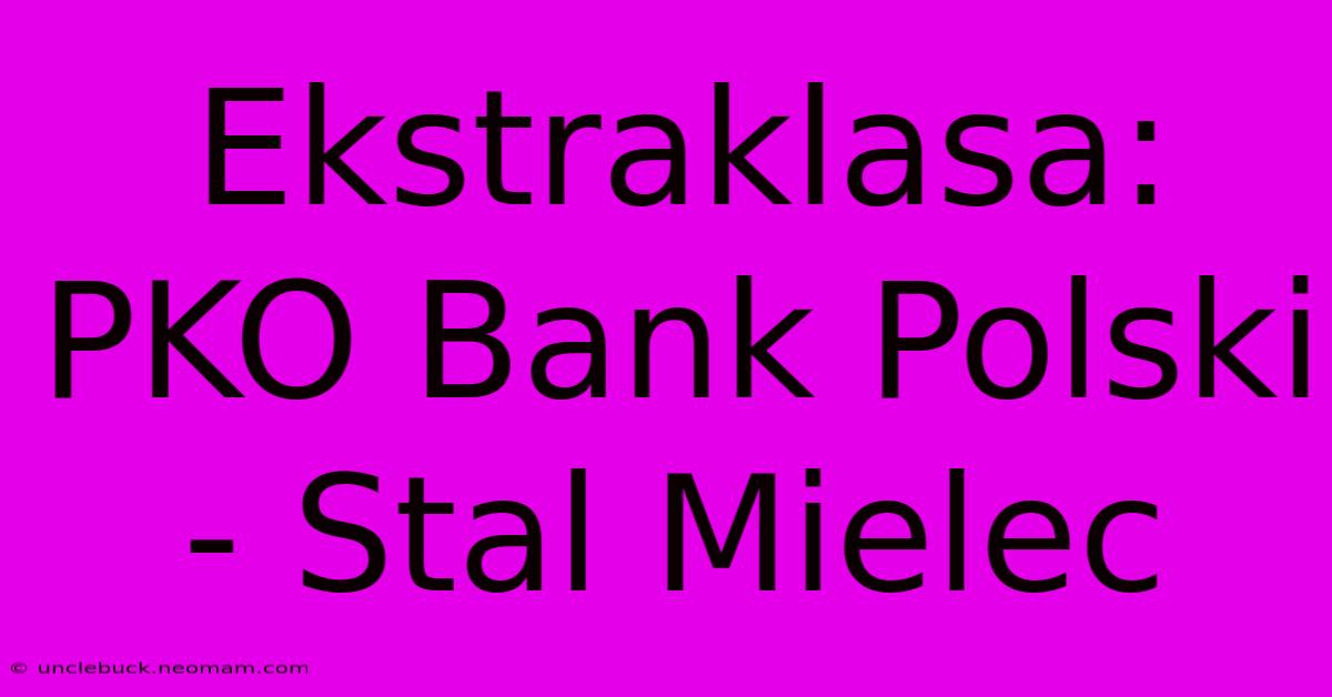 Ekstraklasa: PKO Bank Polski - Stal Mielec 