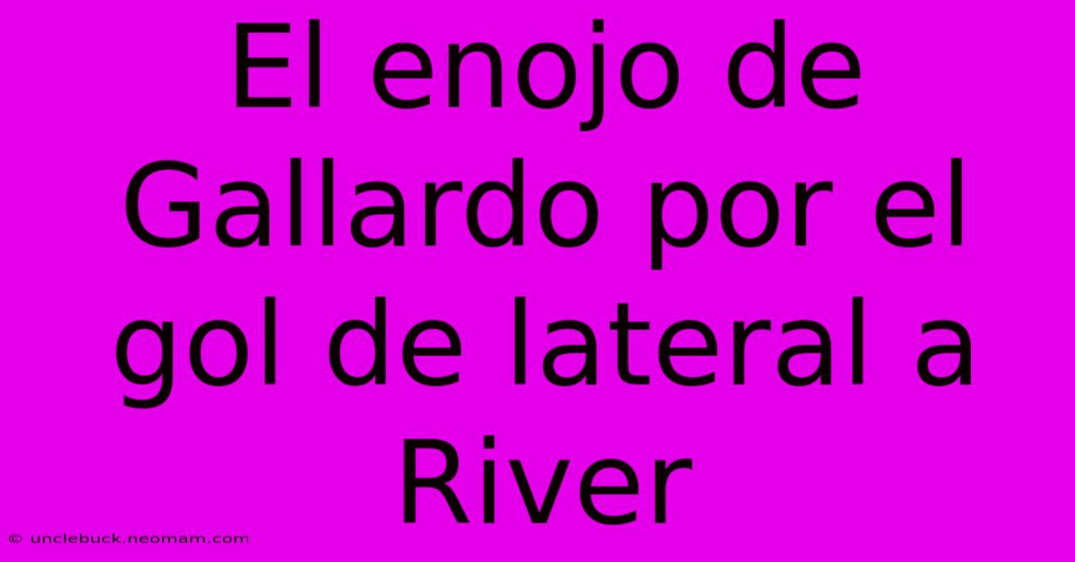 El Enojo De Gallardo Por El Gol De Lateral A River