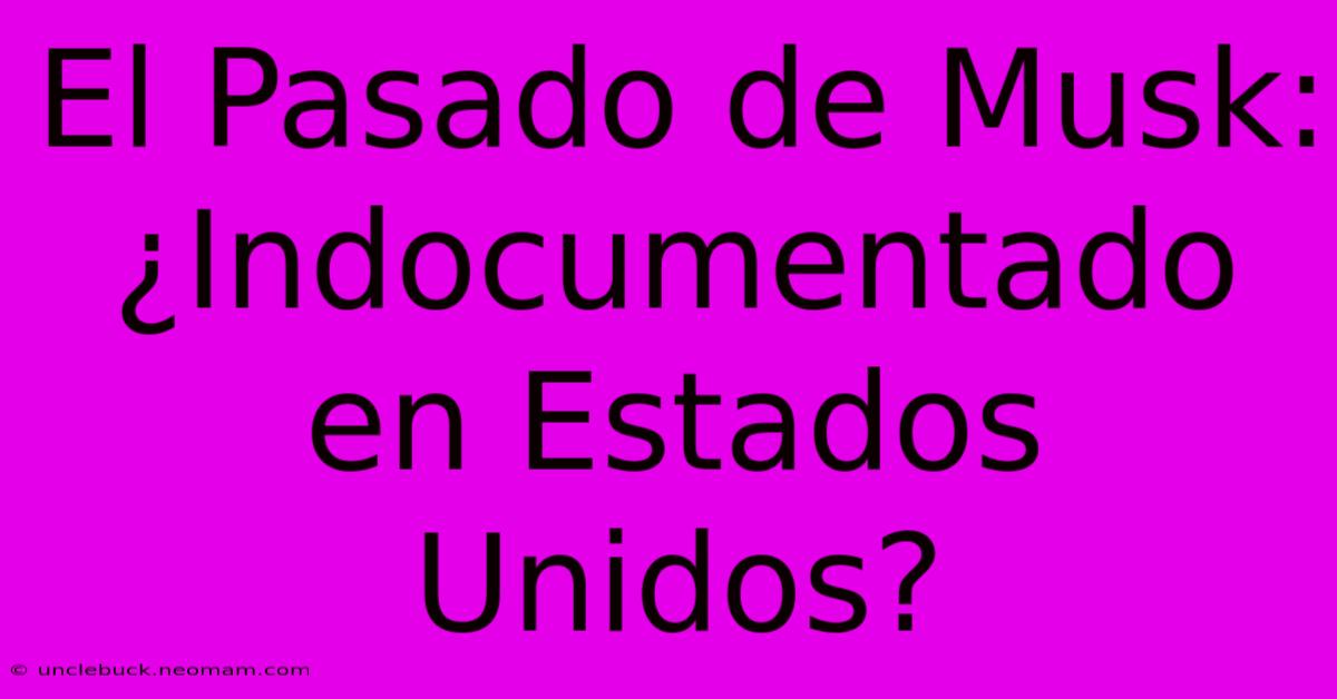 El Pasado De Musk: ¿Indocumentado En Estados Unidos?