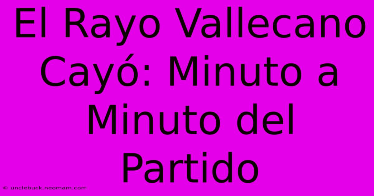 El Rayo Vallecano Cayó: Minuto A Minuto Del Partido