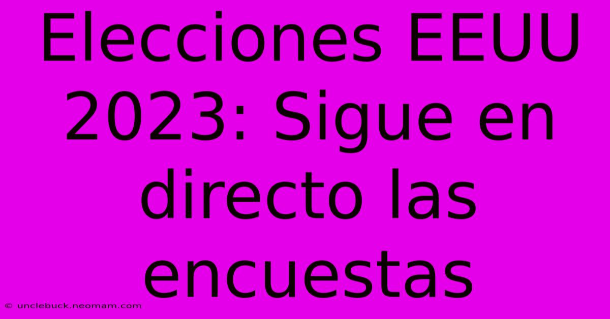 Elecciones EEUU 2023: Sigue En Directo Las Encuestas