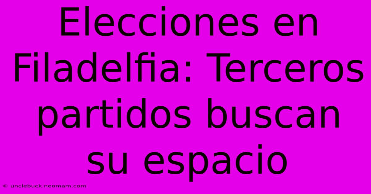 Elecciones En Filadelfia: Terceros Partidos Buscan Su Espacio