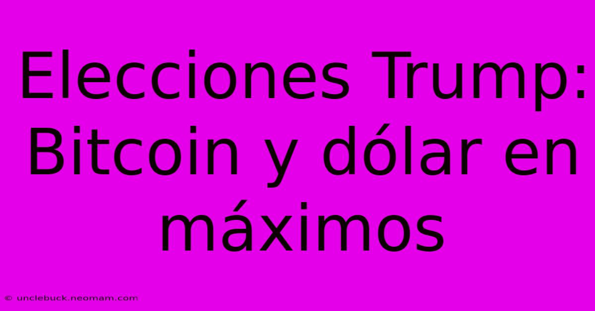 Elecciones Trump: Bitcoin Y Dólar En Máximos 