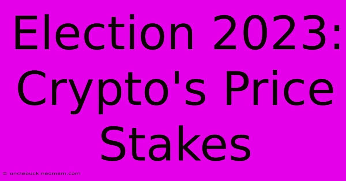 Election 2023: Crypto's Price Stakes