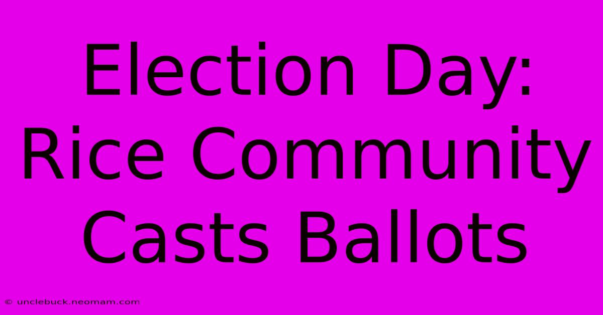 Election Day: Rice Community Casts Ballots