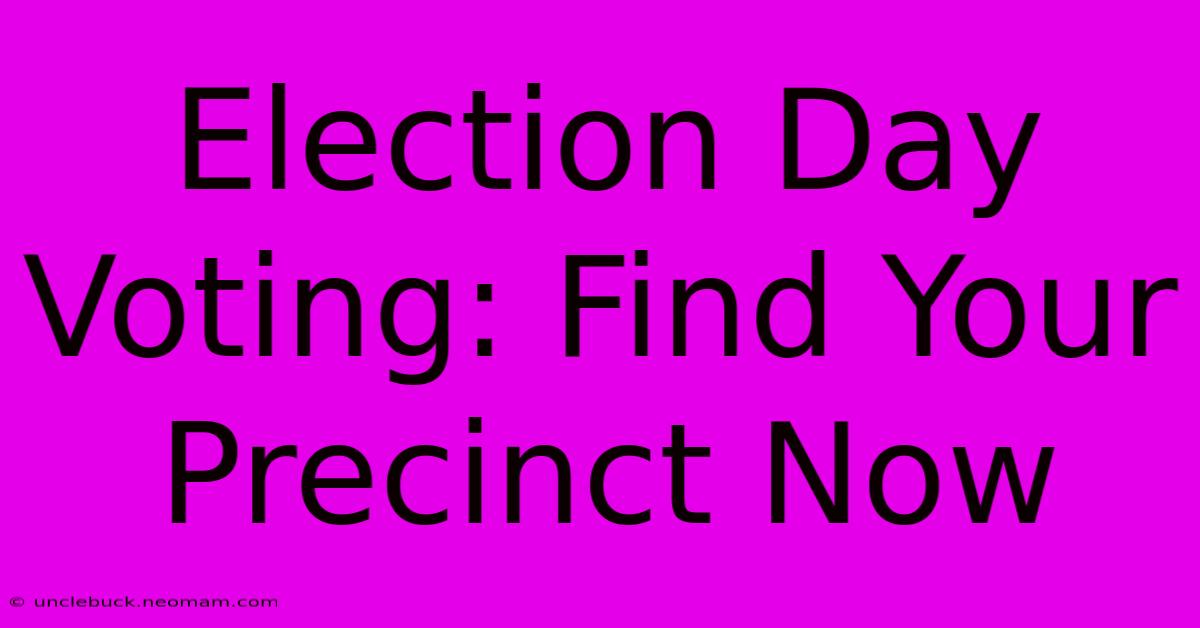 Election Day Voting: Find Your Precinct Now 