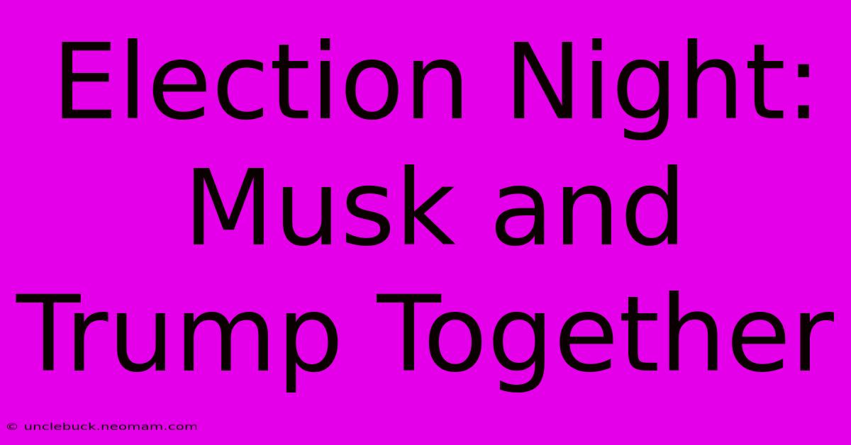 Election Night: Musk And Trump Together 