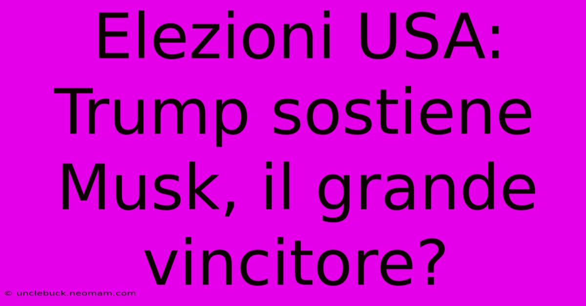 Elezioni USA: Trump Sostiene Musk, Il Grande Vincitore?