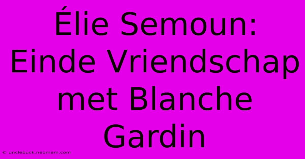 Élie Semoun: Einde Vriendschap Met Blanche Gardin