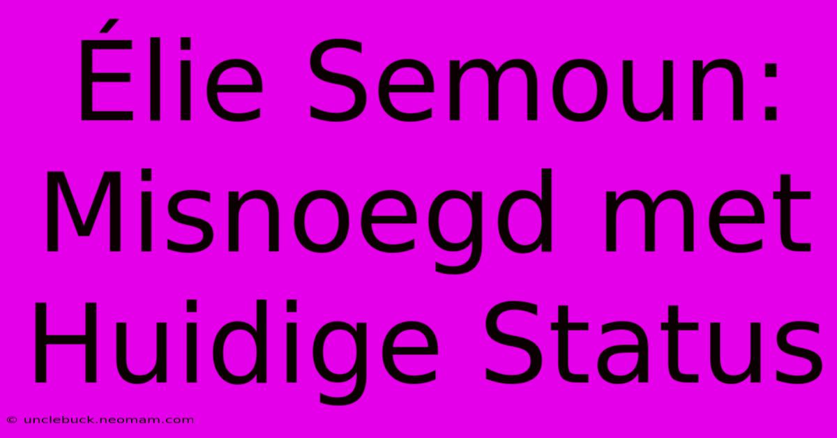 Élie Semoun: Misnoegd Met Huidige Status 