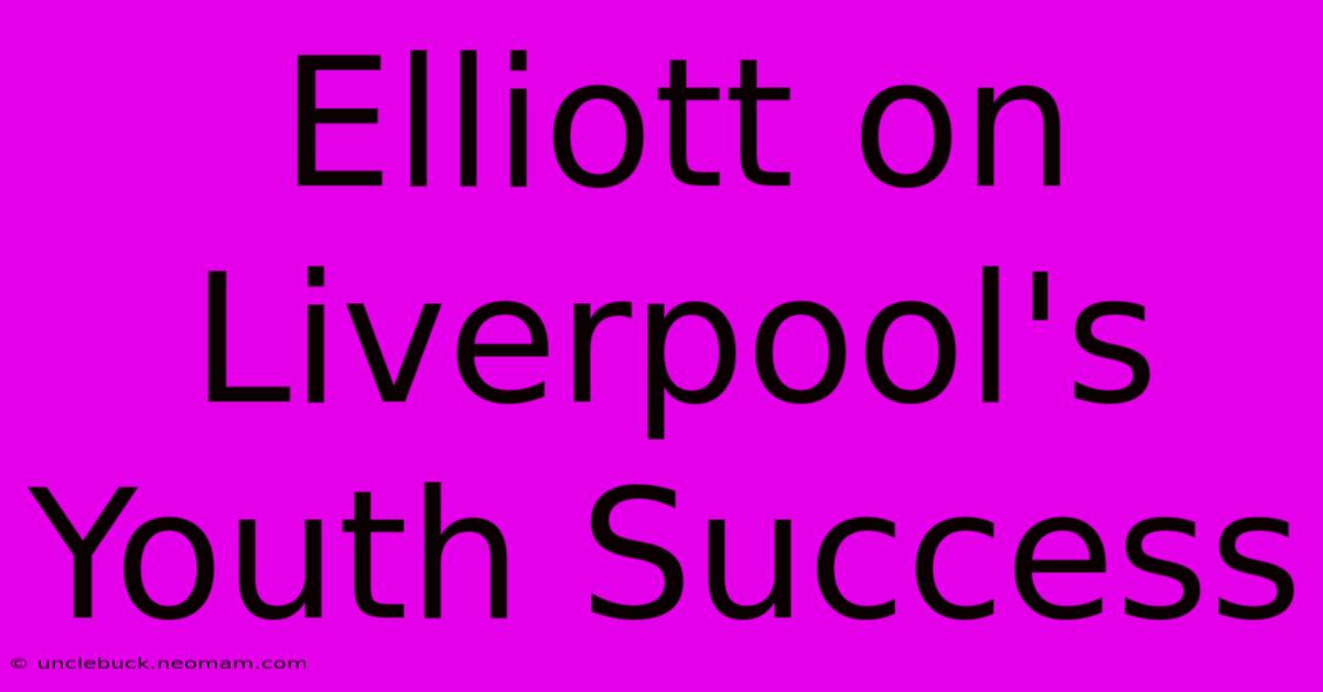 Elliott On Liverpool's Youth Success