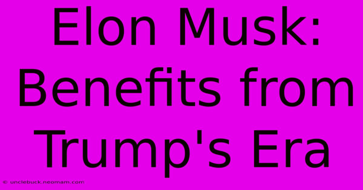 Elon Musk: Benefits From Trump's Era