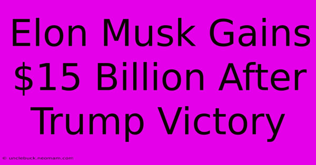 Elon Musk Gains $15 Billion After Trump Victory